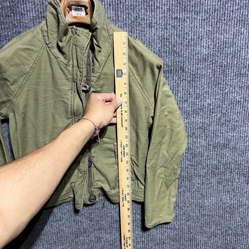 Vintage Hollister Full Zip Jacket Womens Small Green Utility Funnel Neck Cotton - Picture 2 of 12